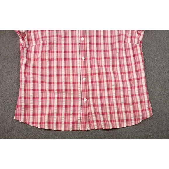 Eddie Bauer Shirt Women's Button Down Short Sleeve Plaid Pink Size Large - Picture 5 of 11